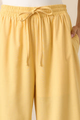 Weekend Getaway Yellow Scalloped Hem Pants