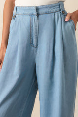 At A Moments Notice Blue Chambray Tailored Pants