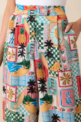 Castaway Calm Multi Tropical Print Pants