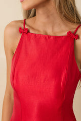 Sweet Intentions Red Bow Accent Mini Dress