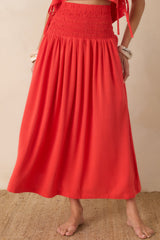 Paradisa Siesta Key Sangria Red Linen Blend Maxi Skirt