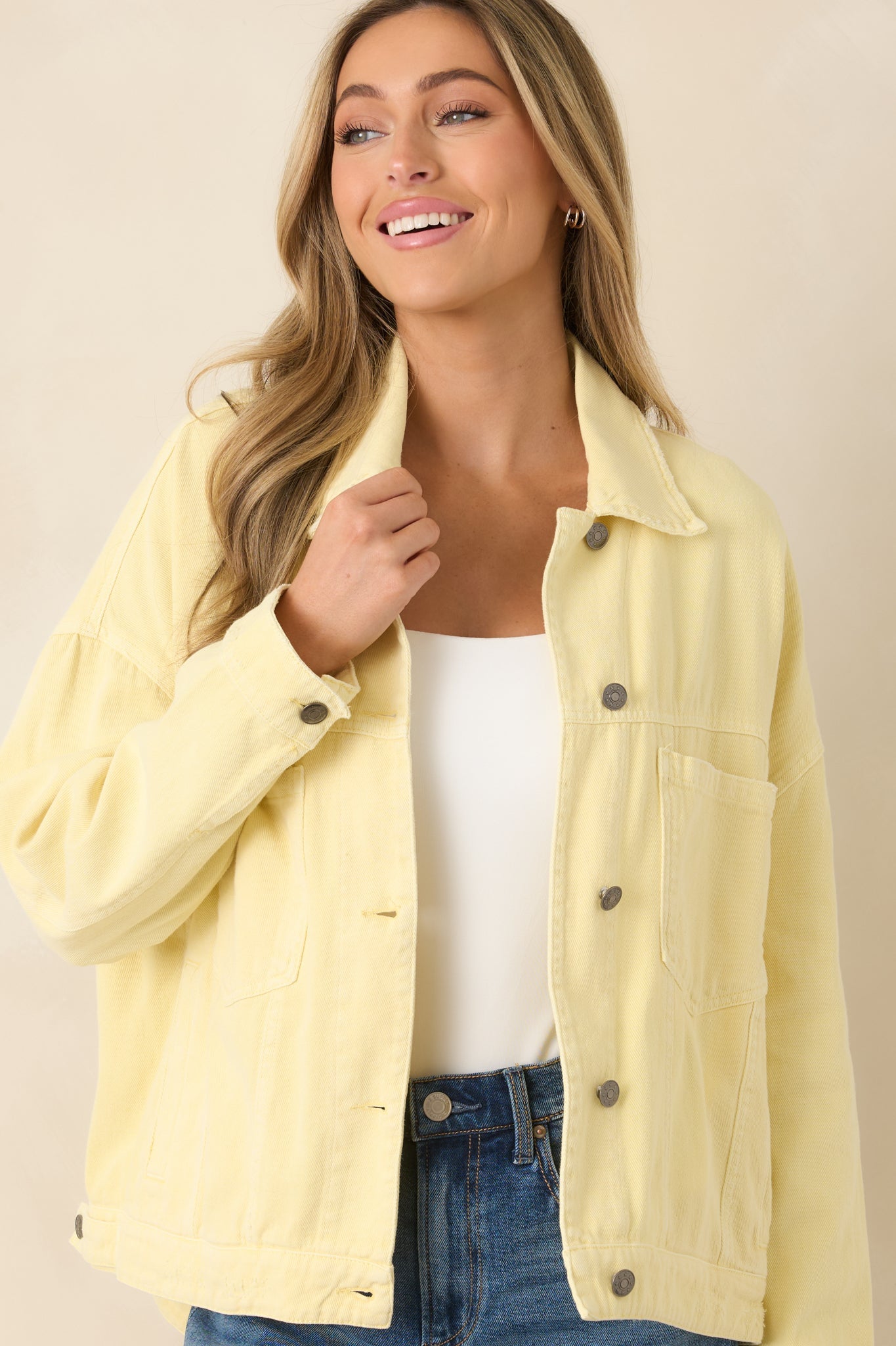 Anywhere You Go Butter Yellow Cotton Denim Jacket