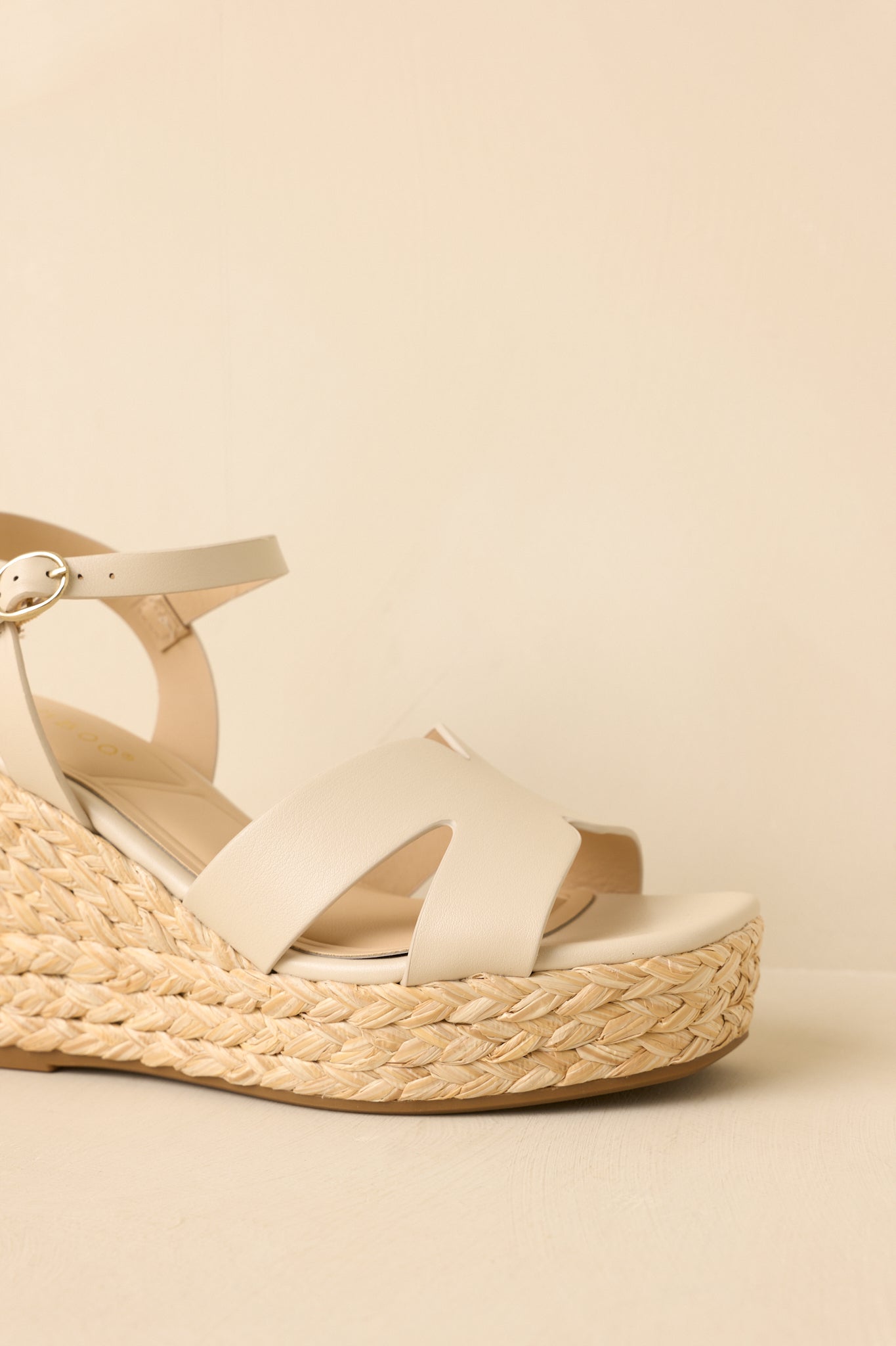 Glow With Every Step Ivory Faux Leather Espadrille Wedge Sandals