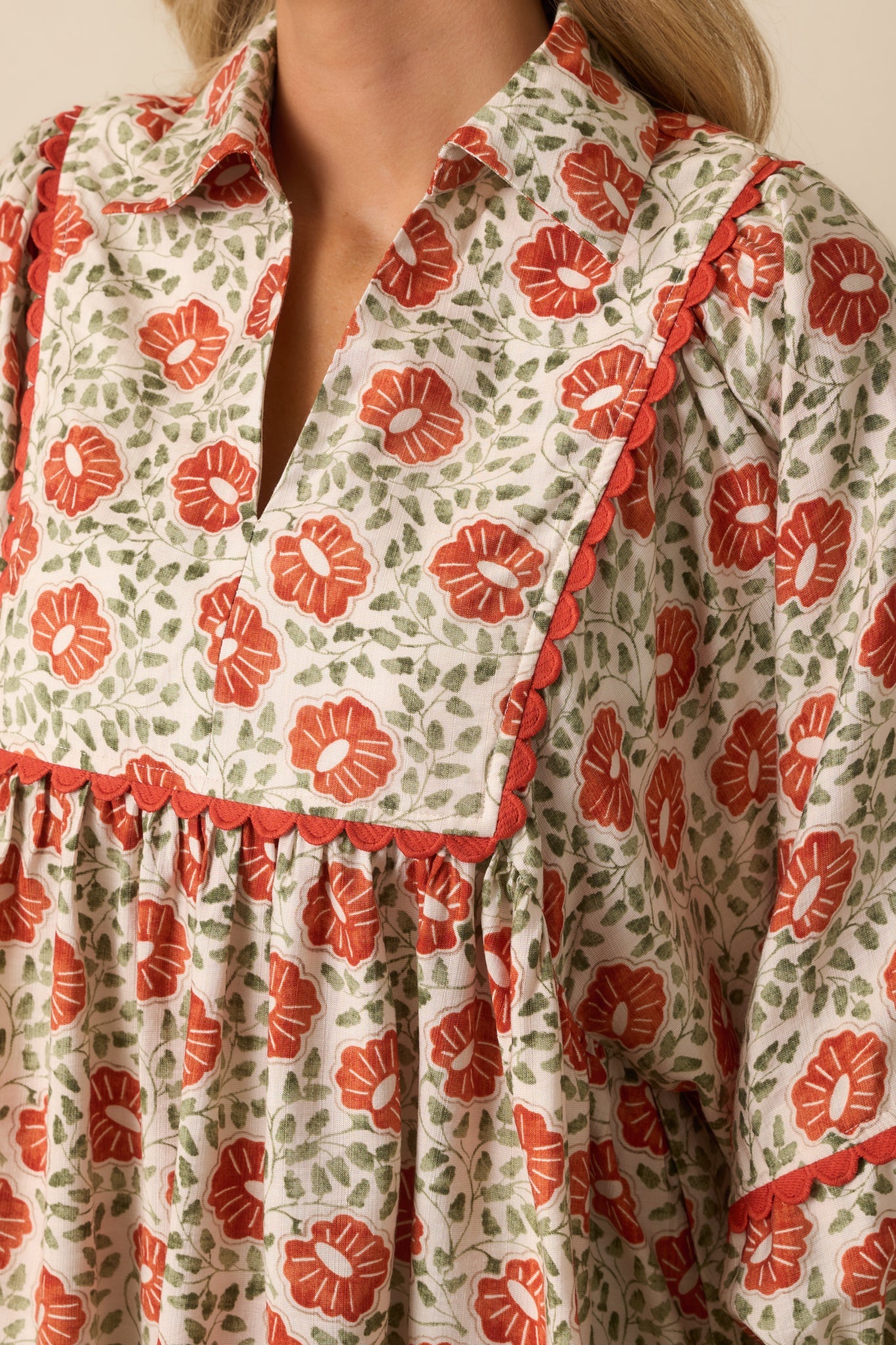 All Yours Burnt Orange Multi Floral Print Top