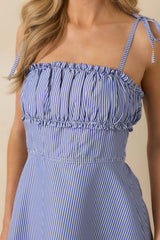 MINKPINK Avery Blue Stripe Mini Dress