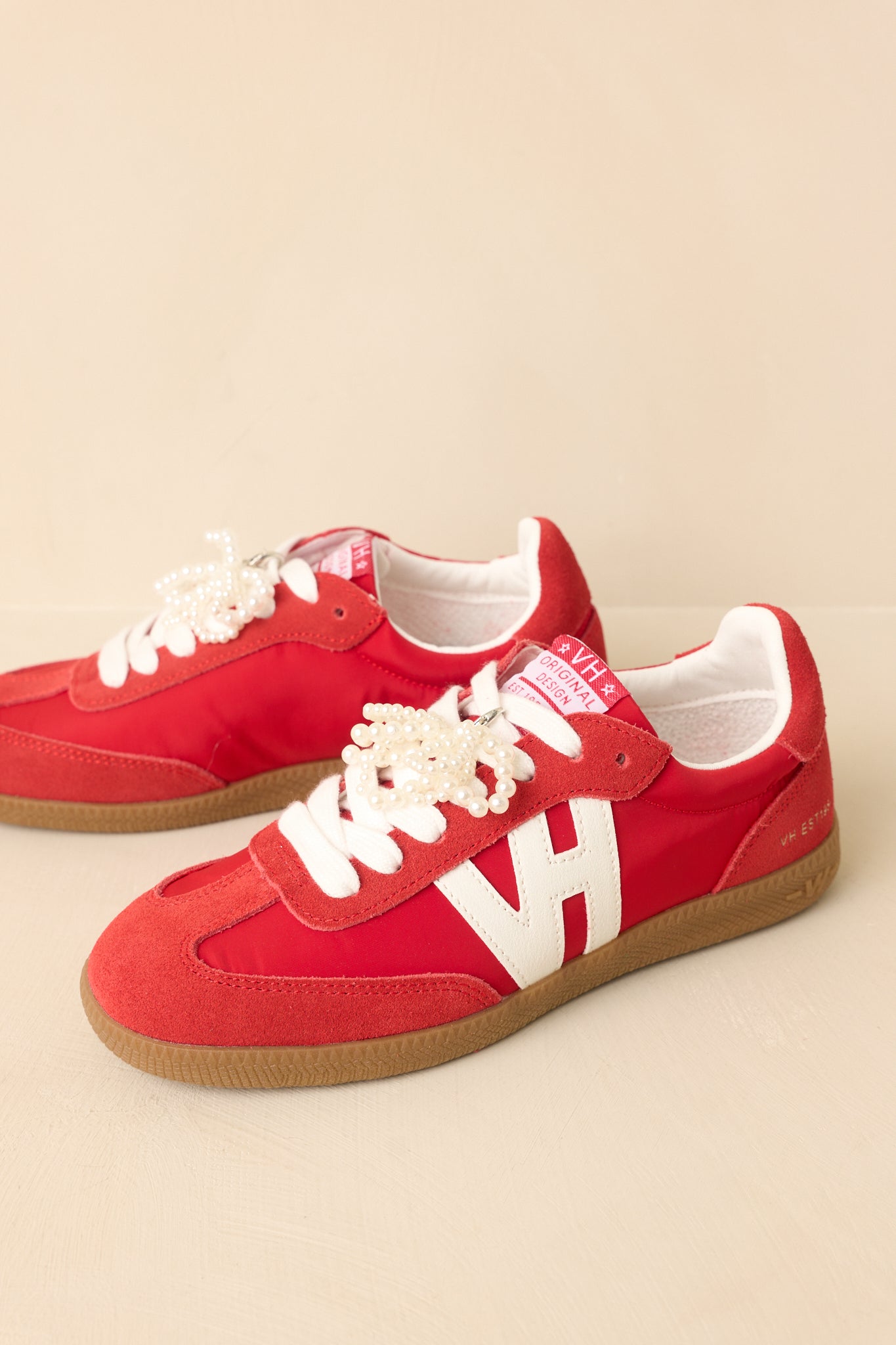 Vintage Havana Nadia Red Suede Lace-Up Sneakers