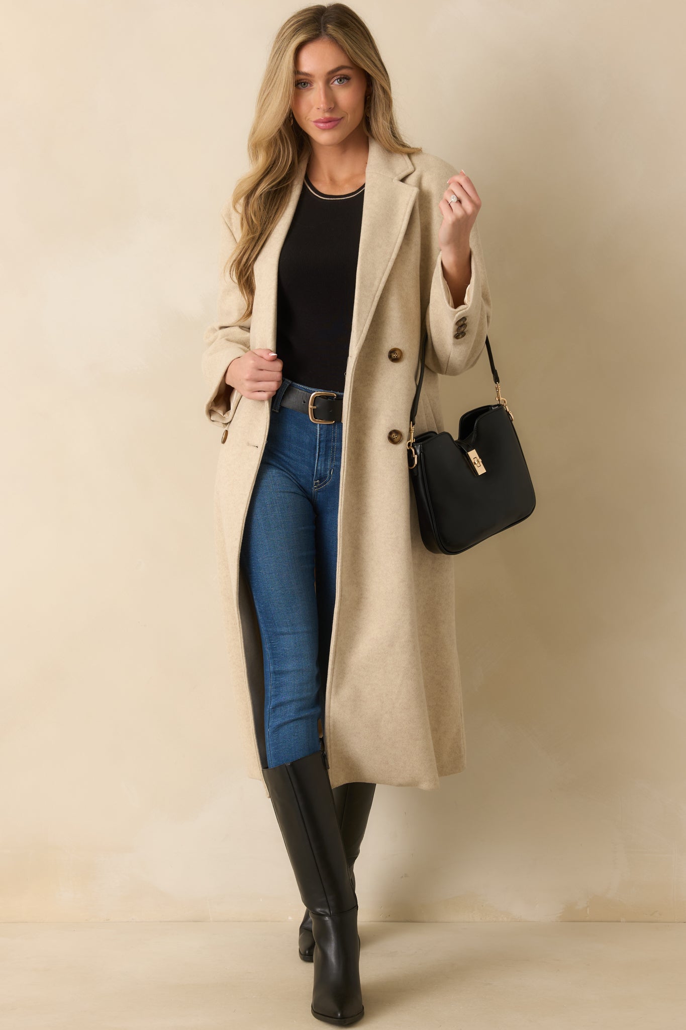 In Case You Need It Light Beige Double Breasted Longline Coat