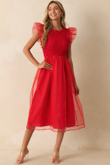 Heart On Fire Red Polka Dot Midi Dress