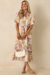 Just Can't Help Yourself Ivory Multi Floral Print Cotton Puff Sleeve Maxi Dress