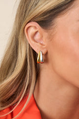 Twice as Chic Gold & Silver Two-Tone Sculptural Earrings