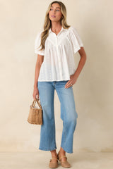 Light as a Breeze White Embroidered Cotton Blouse