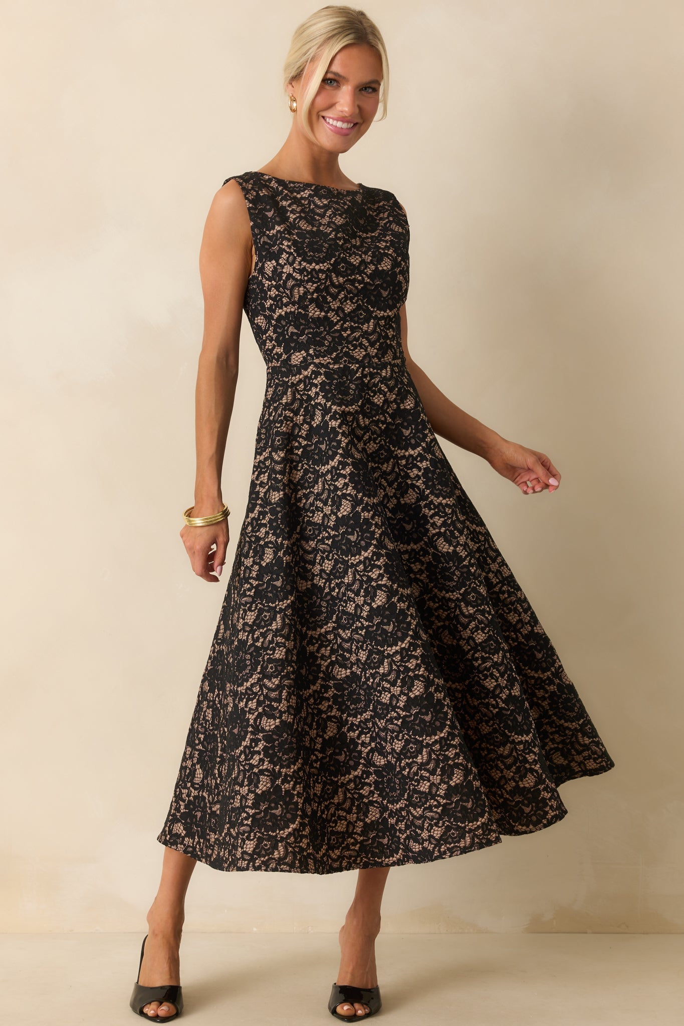 Too Good To Miss Black Floral Lace Sleeveless Maxi Dress