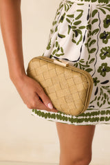 Where Our Paths Cross Tan Woven Raffia Clutch