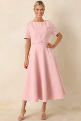 Put Together Perfectly Blush Pink Belted Midi Dress