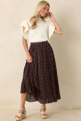 Seeing Spots Chocolate Brown Polka Dot Pleated Maxi Skirt