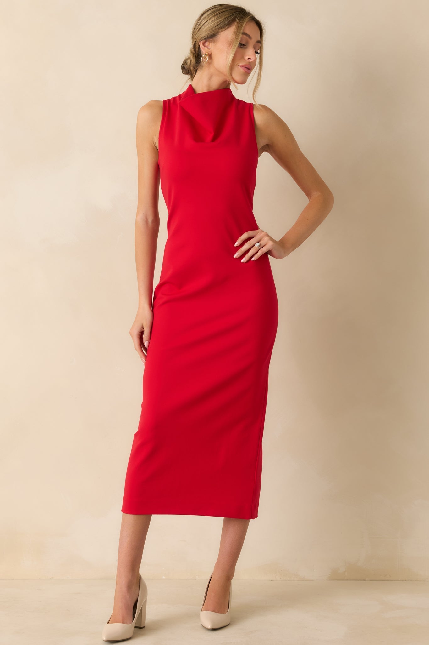 SPANX® Red Ponte Sleeveless Midi Dress