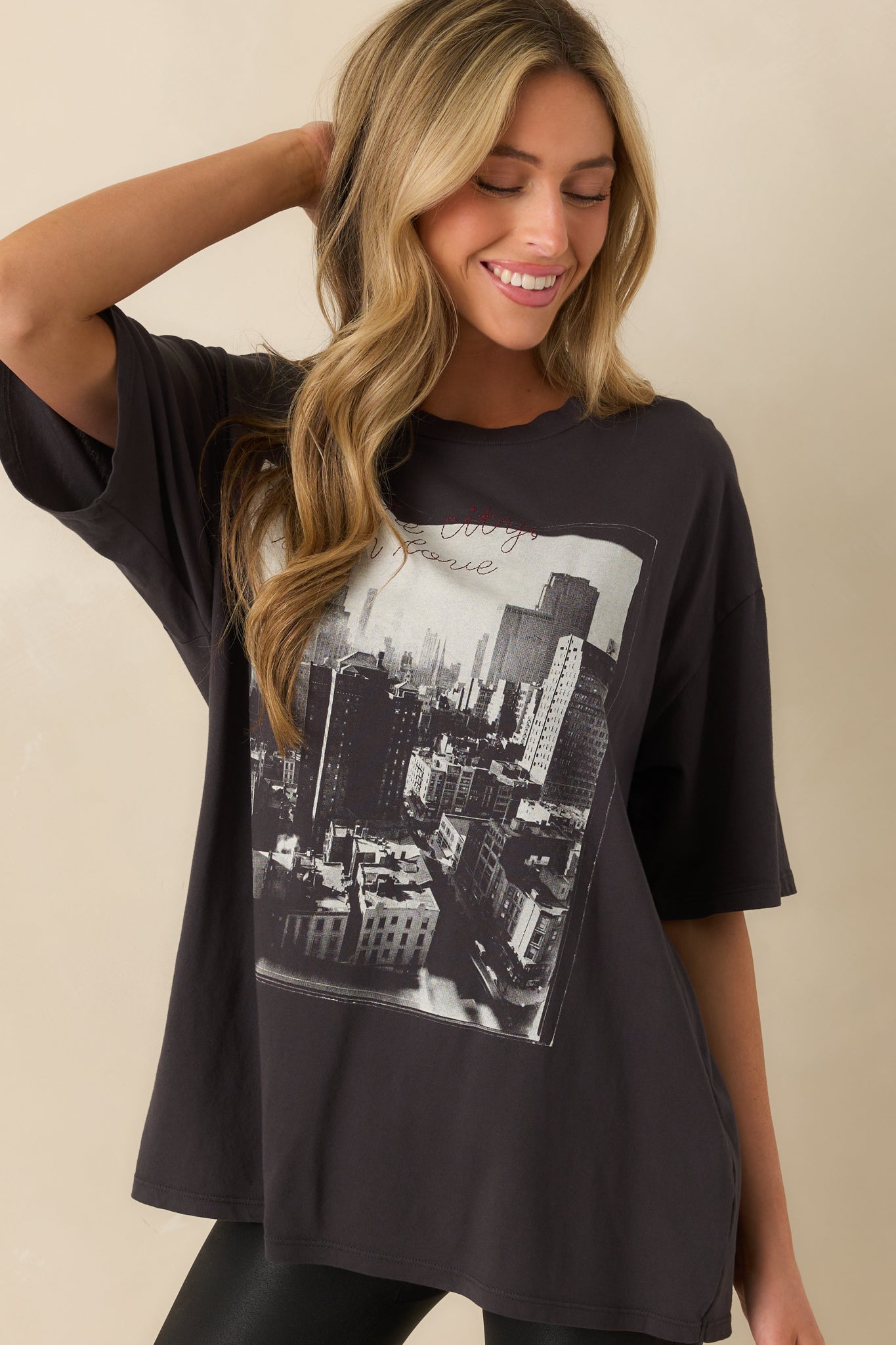 Z Supply Black Cotton Big Apple City Tee