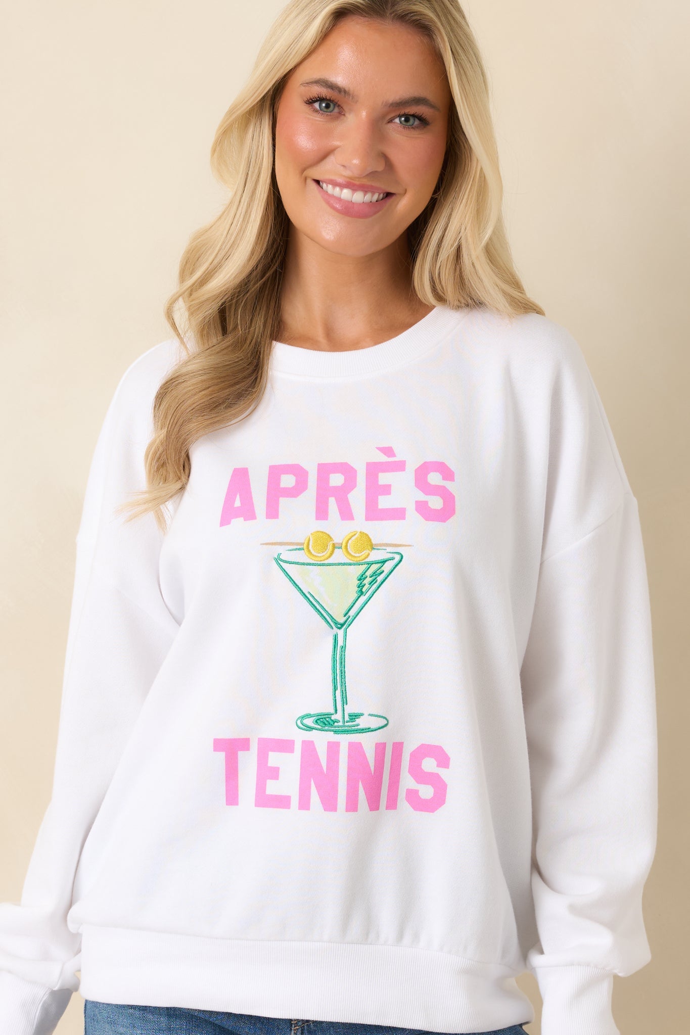 Z Supply Apres Tennis White Oversized Sweatshirt