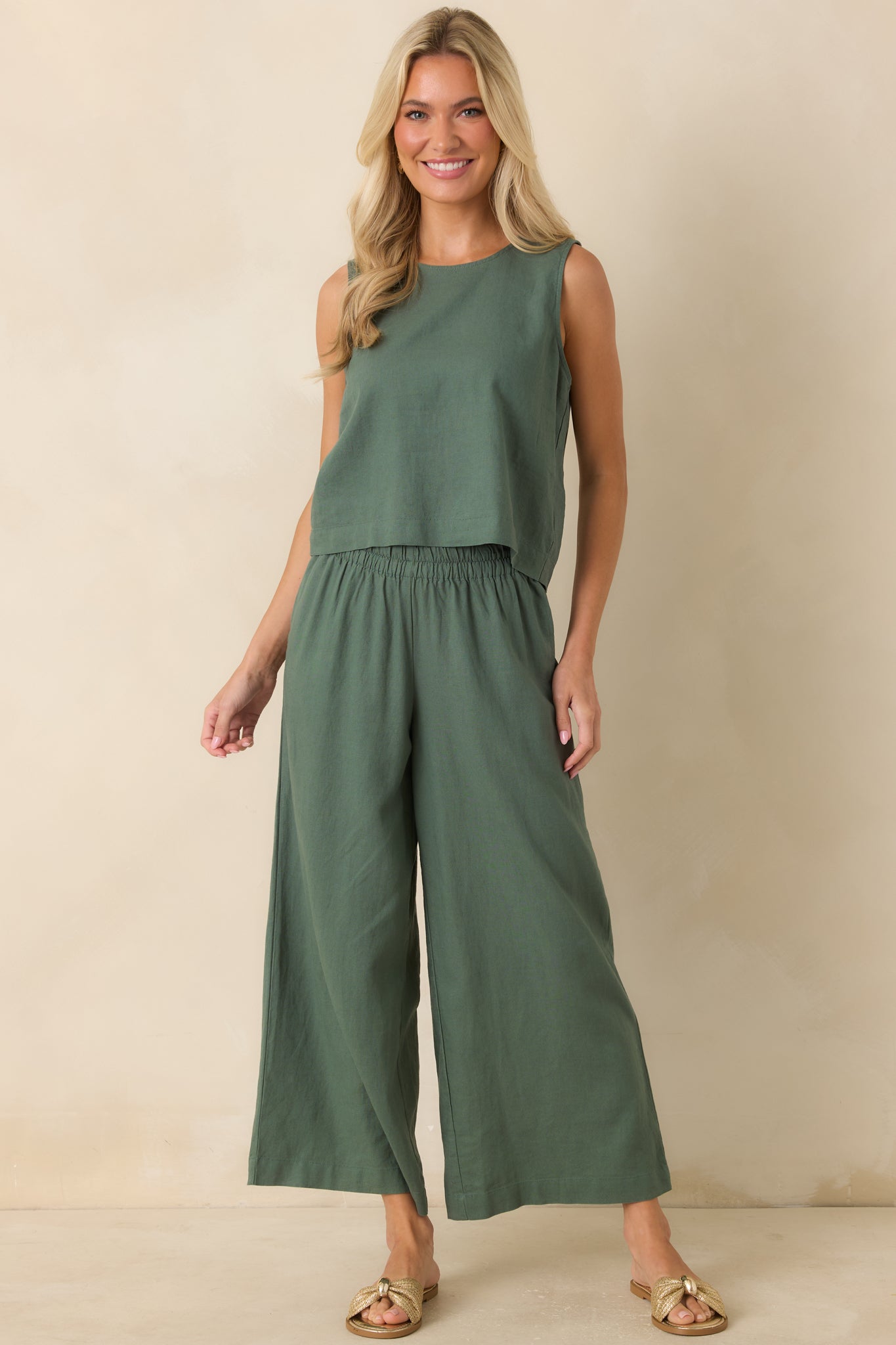 Z Supply Scout Everglade Green Linen Pants
