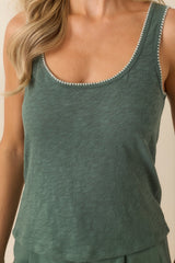 Z Supply Julian Everglade Green Cotton Crochet Tank