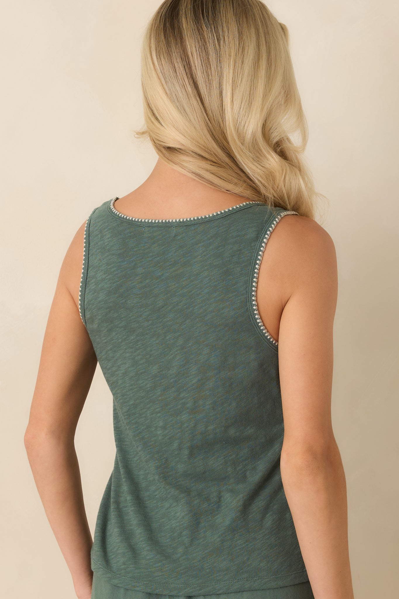 Z Supply Julian Everglade Green Cotton Crochet Tank