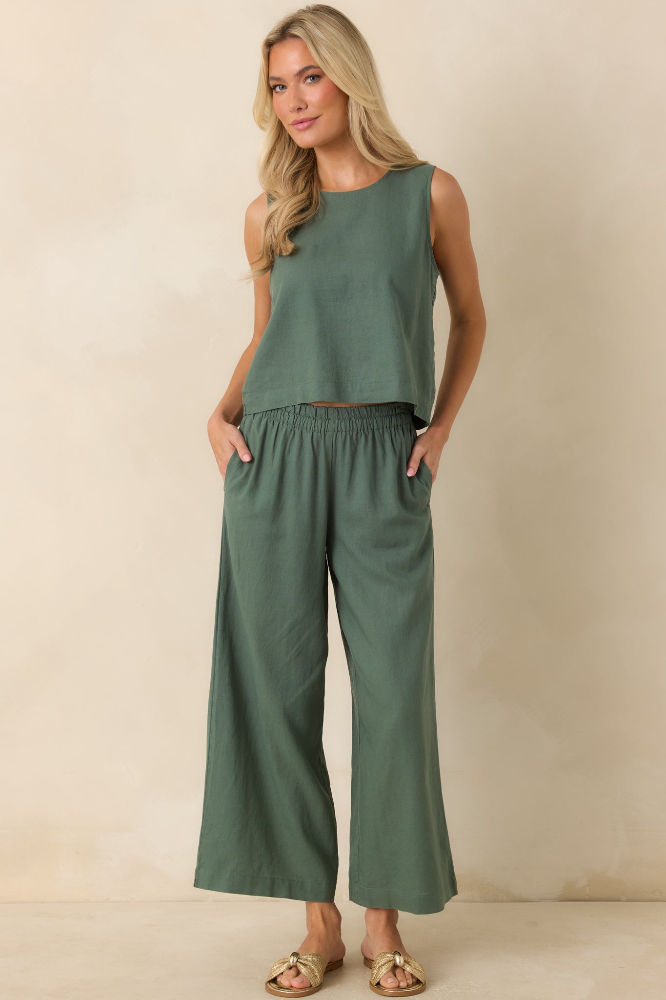 Z Supply Scout Everglade Green Linen Pants