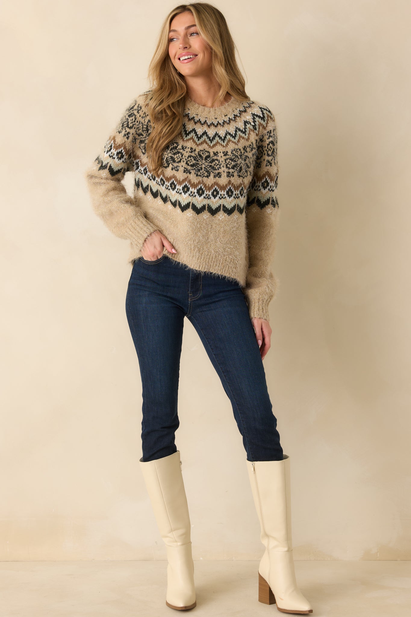 Z Supply Kenaby Oatmeal Heather Fair Isle Sweater