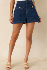 No Notes Needed Indigo Cotton Denim Shorts