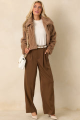 Warm Regards Mocha Brown Faux Fur Jacket