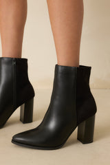 Stand Corrected Black Faux Leather Suede Ankle Boots