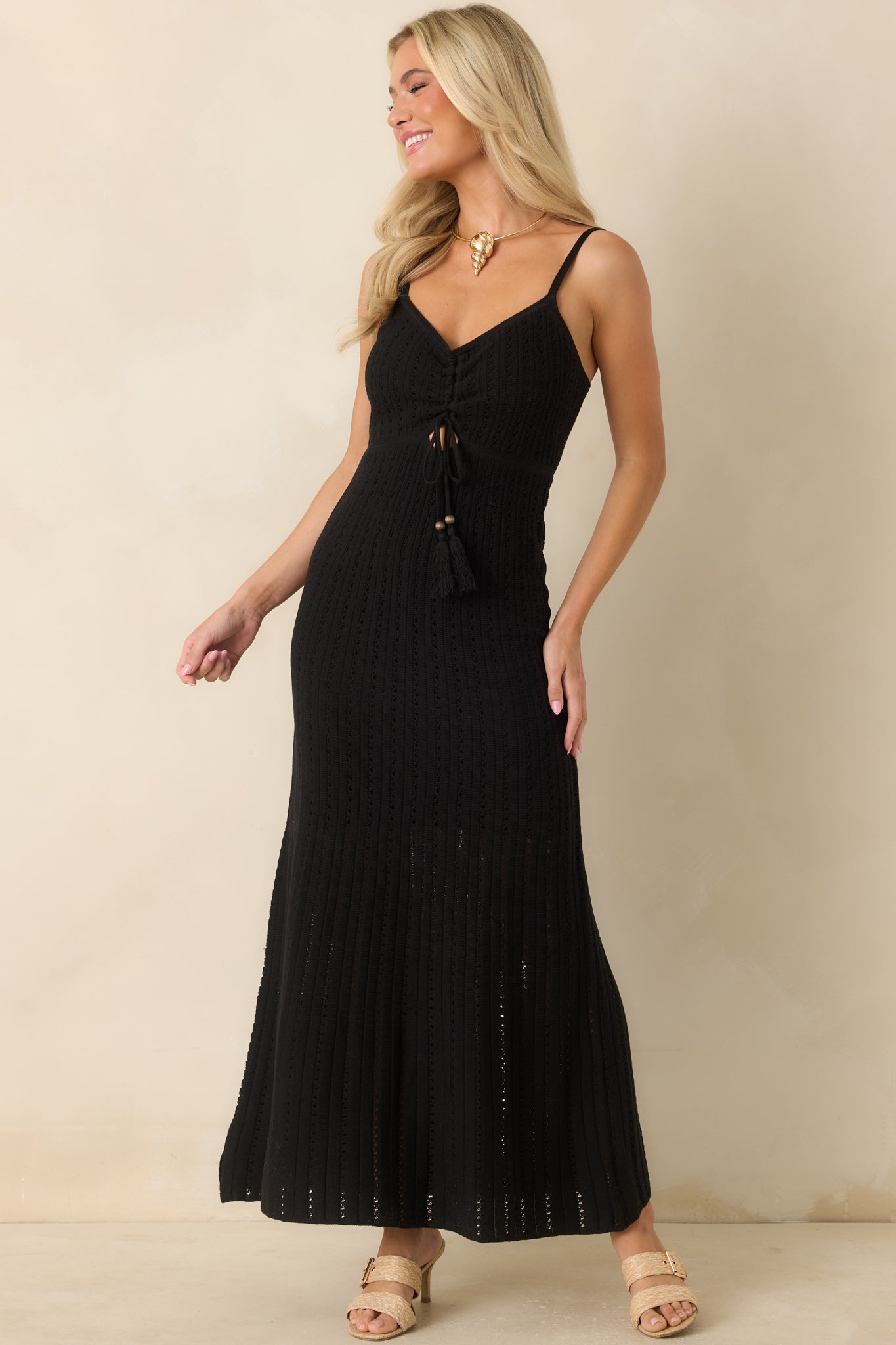 Z Supply Sundra Black Crochet Maxi Dress
