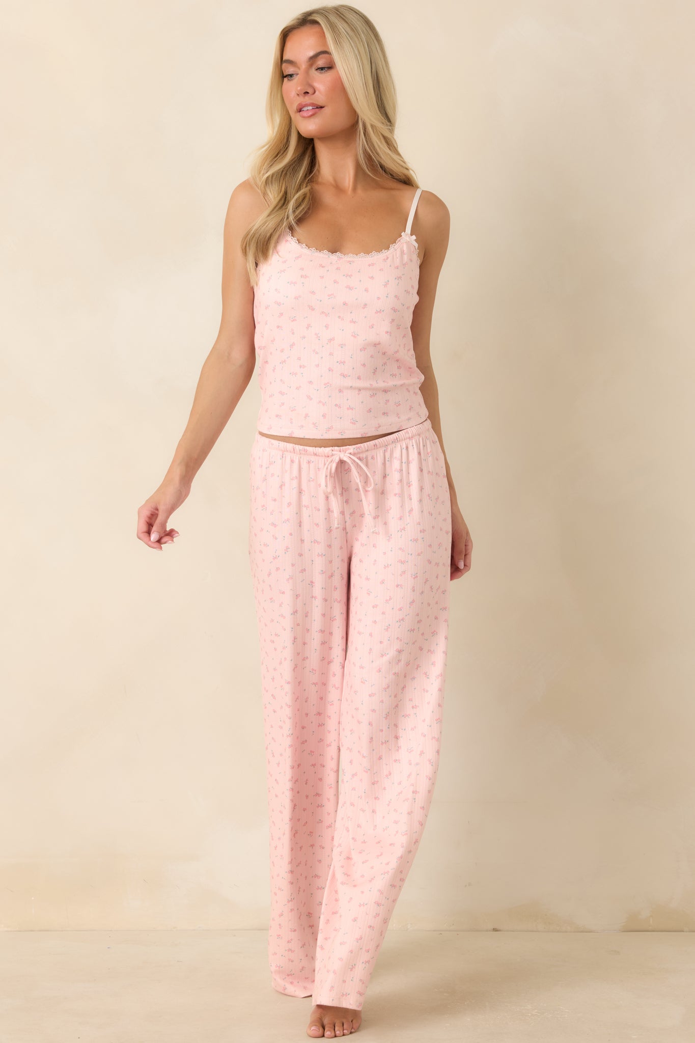 Z Supply Better Off Rosewater Pink Floral Pointelle Pajama Tank
