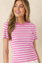 Let's Catch Up Orchid Pink Stripe Short Sleeve Top