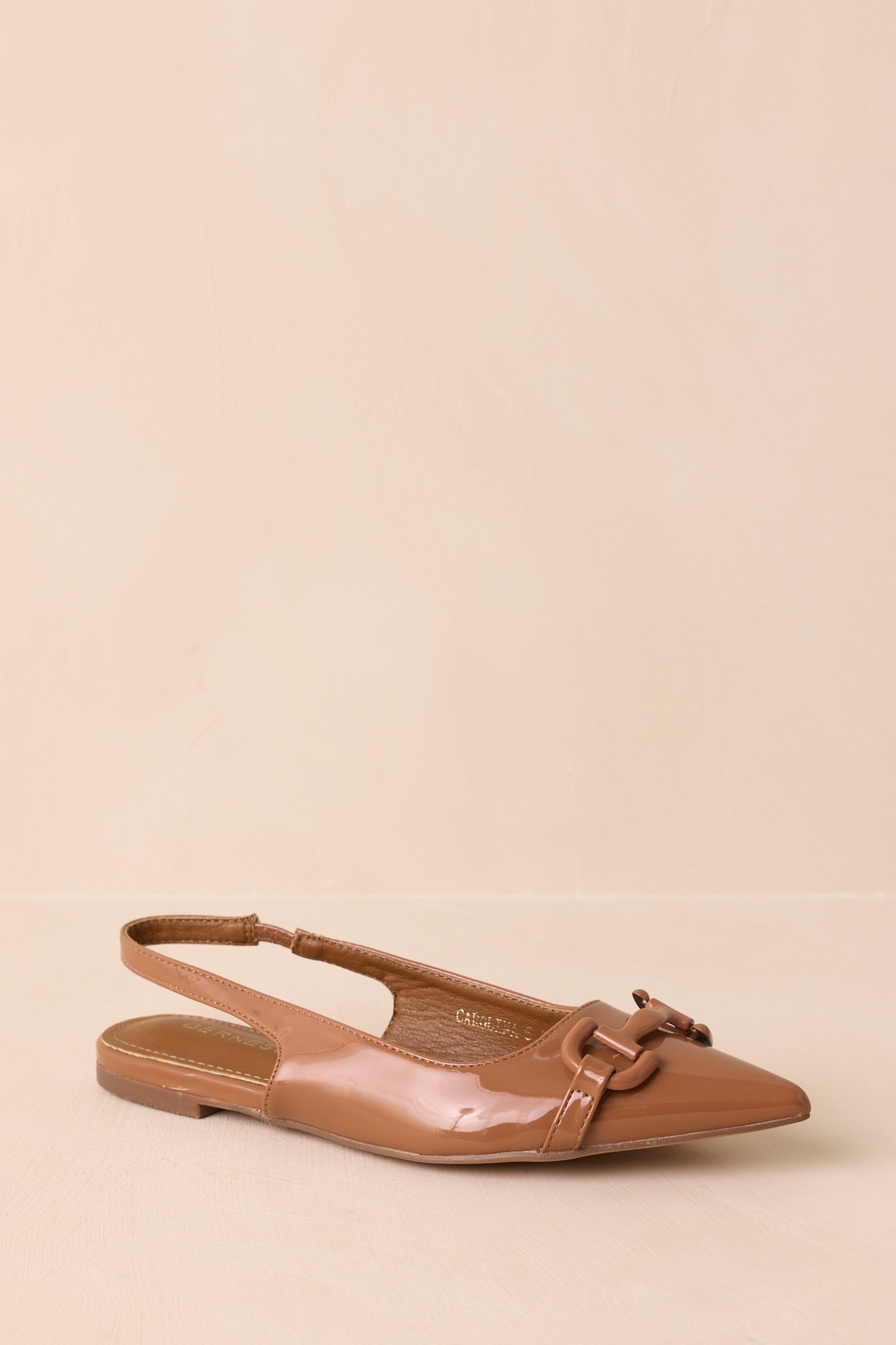 As It Stands Mocha Brown Patent Pointed Toe Slingback Flats
