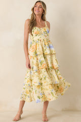 Could Stay Here Forever Butter Yellow Multi Floral Maxi Dress