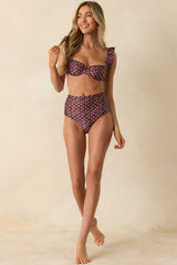 MINKPINK Sierra Burgundy Floral High Waisted Bikini Bottoms
