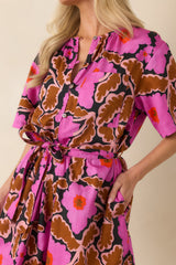 FRNCH Salvinia Vitoria Fuchsia Multi Floral Cotton Blend Playsuit