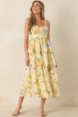 Could Stay Here Forever Butter Yellow Multi Floral Maxi Dress