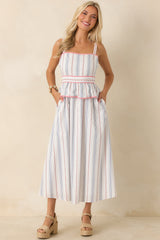 Homegrown Happiness Ivory Floral Stripe Cotton Maxi Dress