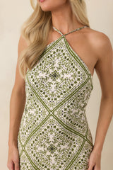 MINKPINK Remi Olive Paisley Bias Midi Dress