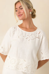 Z Supply Daya White Floral Cutwork Embroidered Top