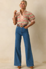 She's Got Time Ivory Tulip Floral Print Cotton Puff Sleeve Top
