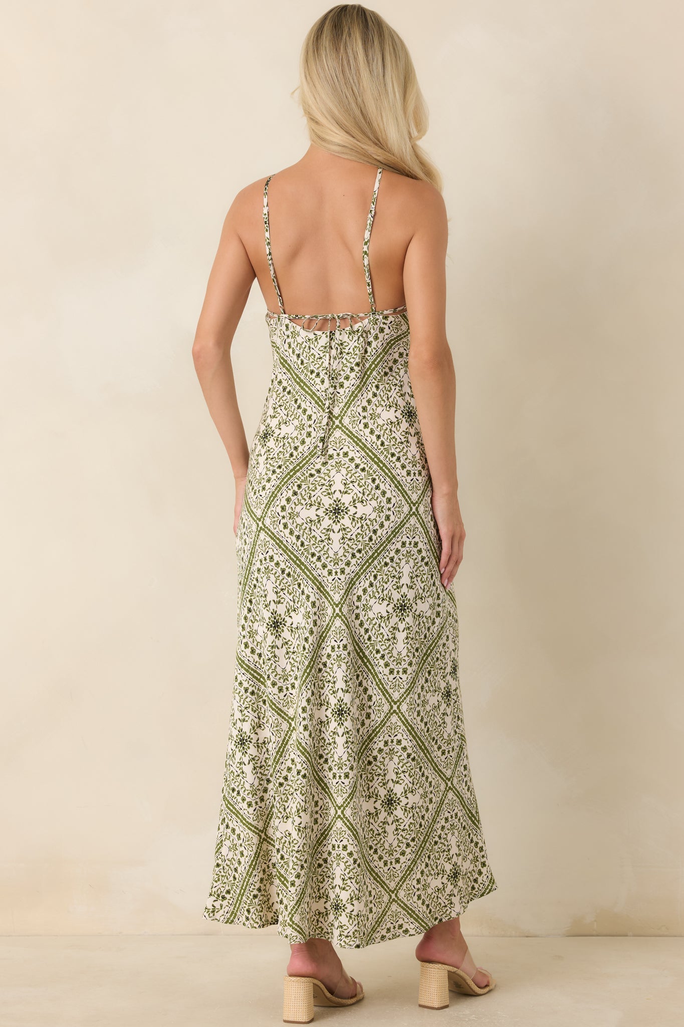 MINKPINK Remi Olive Paisley Bias Midi Dress