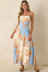 What a Lovely Thought Light Blue & Ivory Floral Maxi Dress
