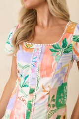 Prosperina Chandler White Multi Cotton Floral Print Mini Dress