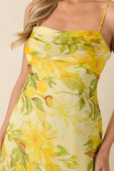 ASTR The Label Alison Yellow Floral Tiered Drop-Waist Maxi Dress