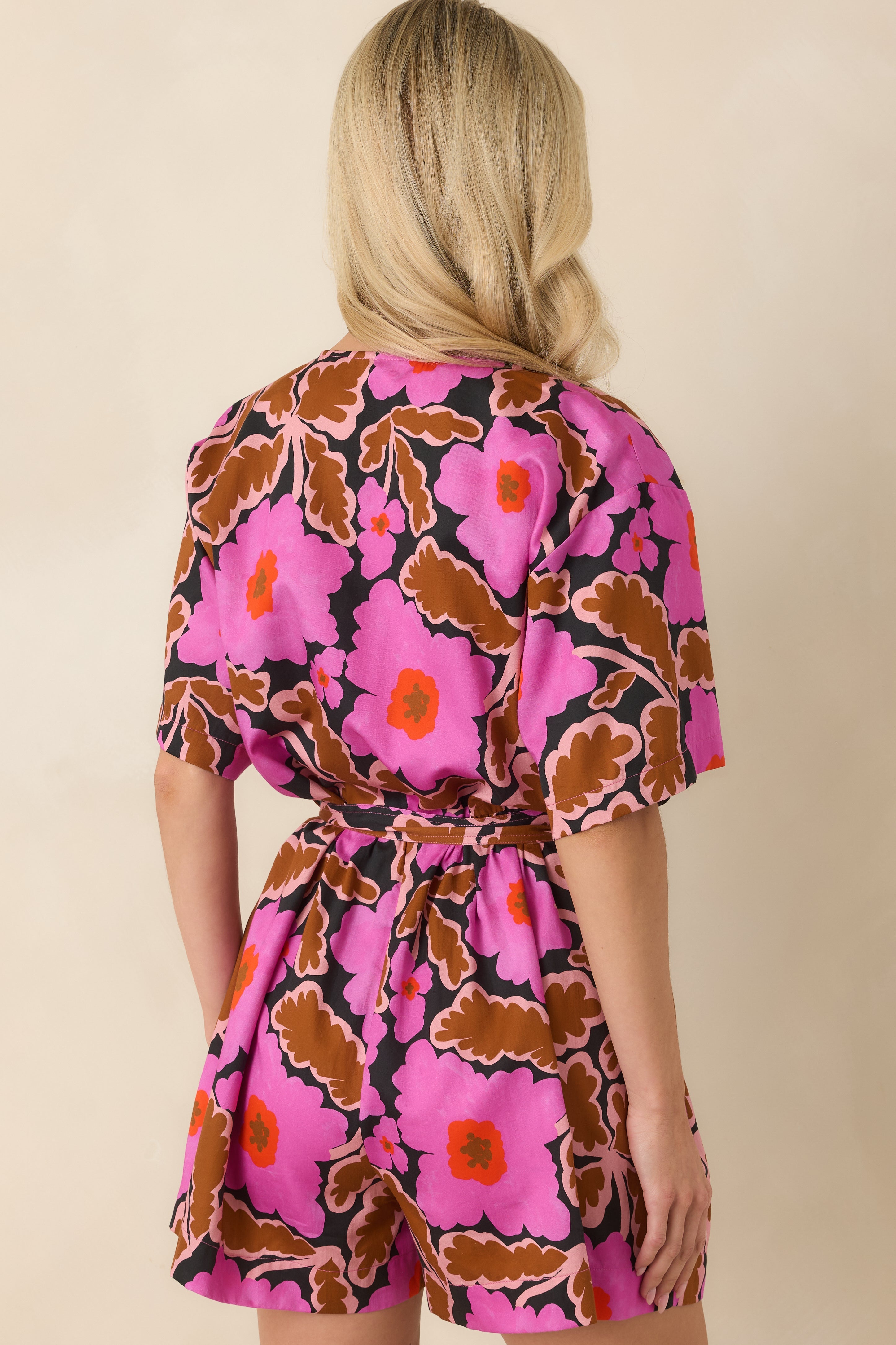 FRNCH Salvinia Vitoria Fuchsia Multi Floral Cotton Blend Playsuit