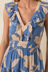 Z Supply Malene Lake Blue Blooming Floral Maxi Dress