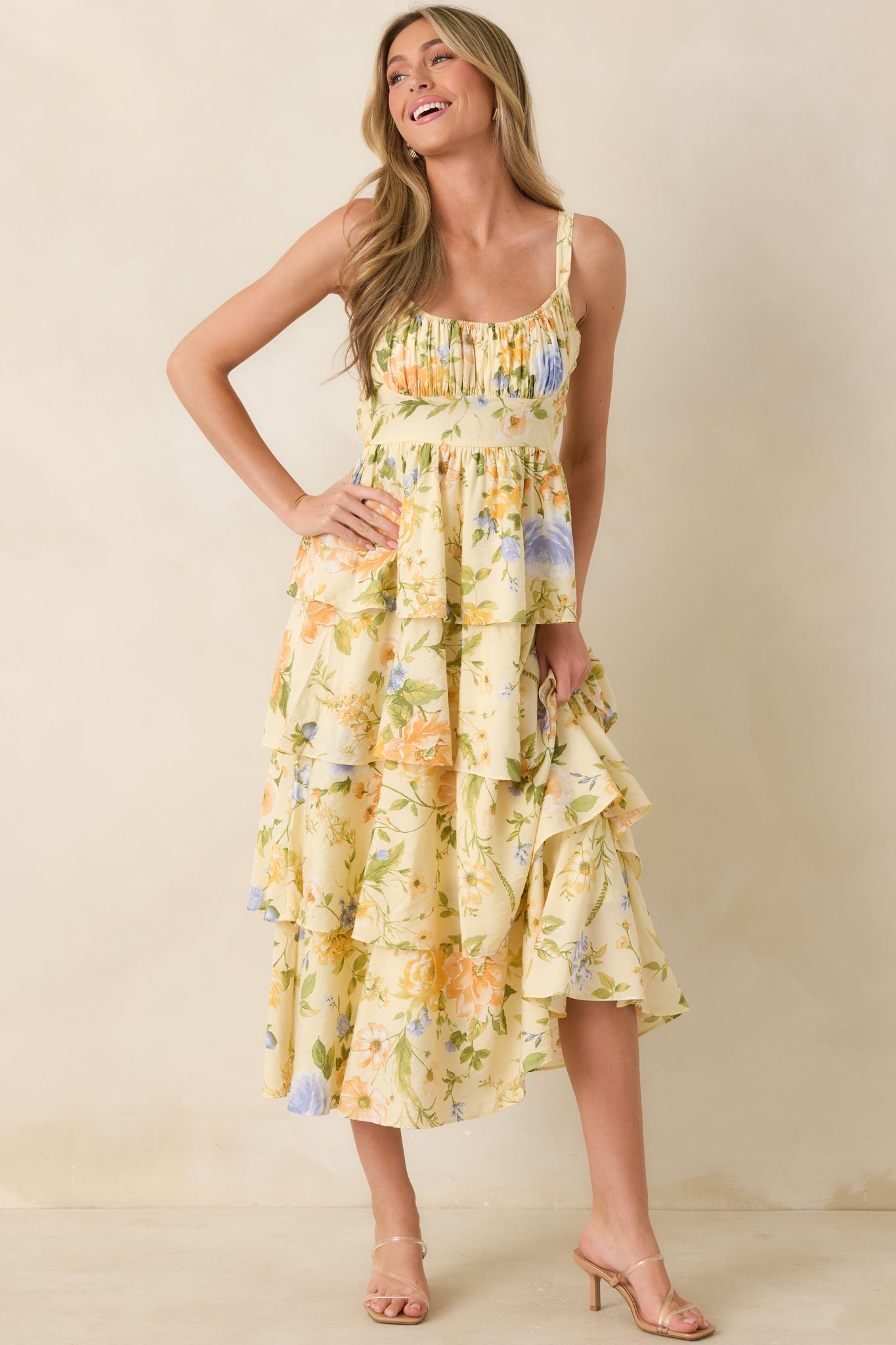 Could Stay Here Forever Butter Yellow Multi Floral Maxi Dress
