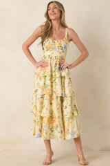 Could Stay Here Forever Butter Yellow Multi Floral Maxi Dress